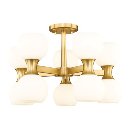 Z-Lite Artemis Semi Flush Mount, 10-Light, 21 In.W x 13.75 In.H, Modern Gold/Matte Opal 494-10SF-MGLD